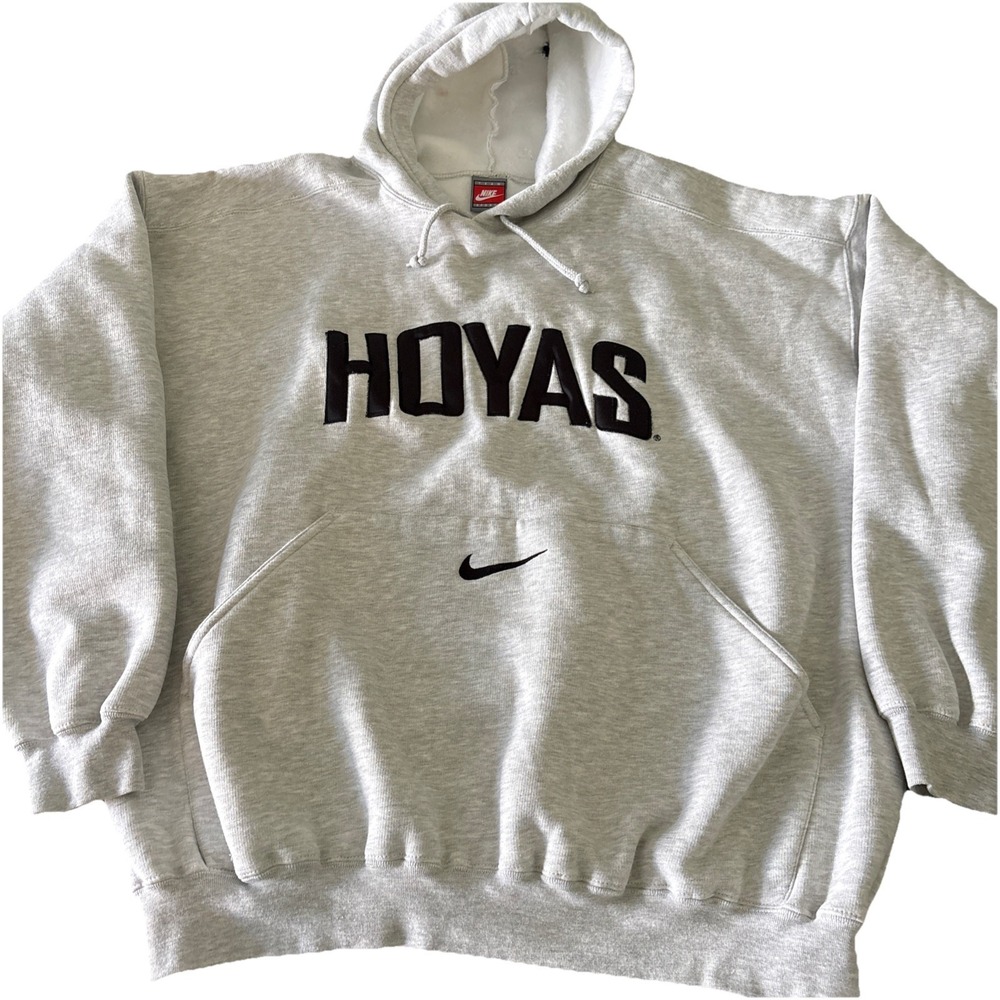 Vintage 90s Georgetown Hoyas Nike Pocket Center Swoosh Hoodie Sweatshirt (XL)